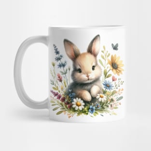 Baby Rabbit and Flowers Mug